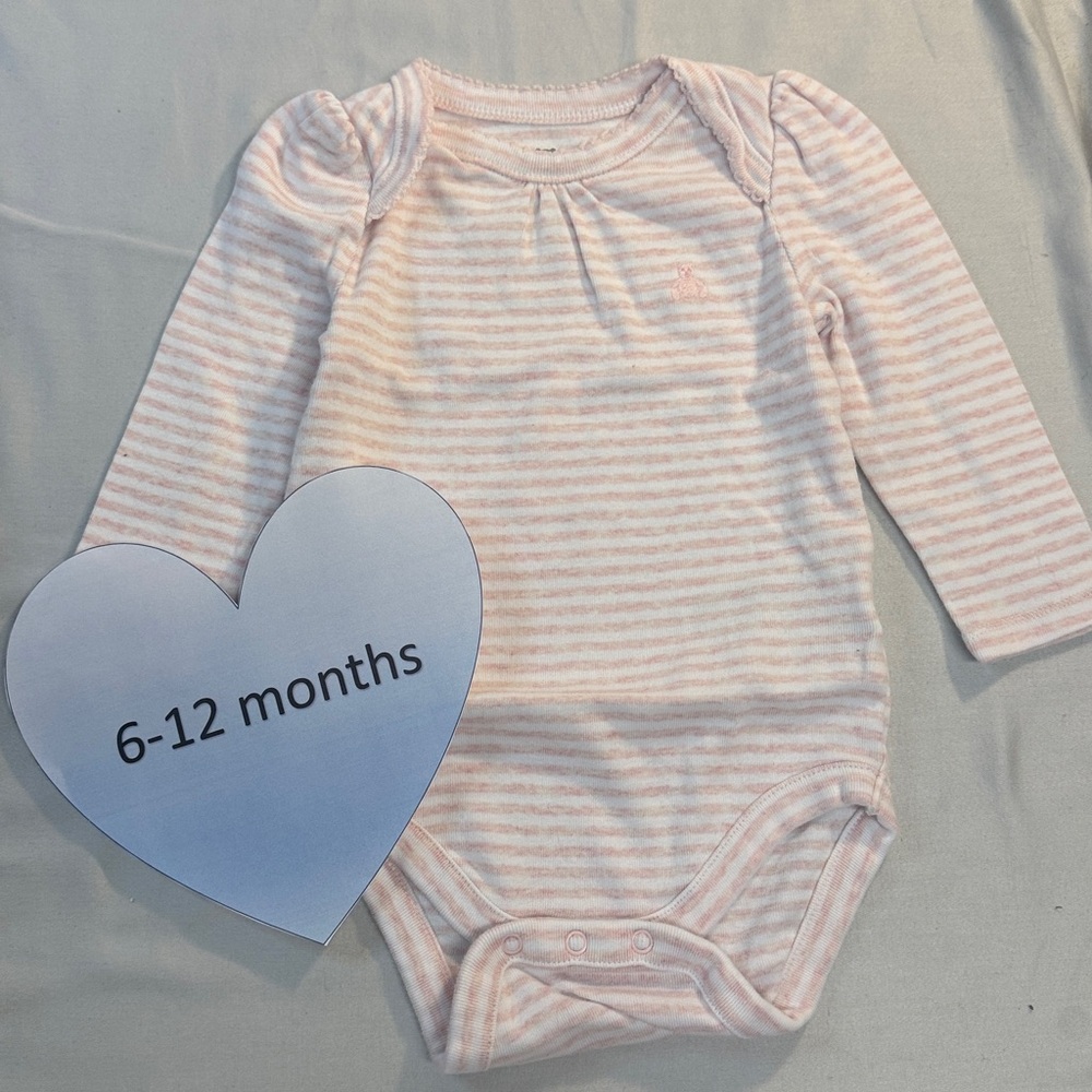 GAP - Striped Pink Long Sleeve Baby Onesie Top
